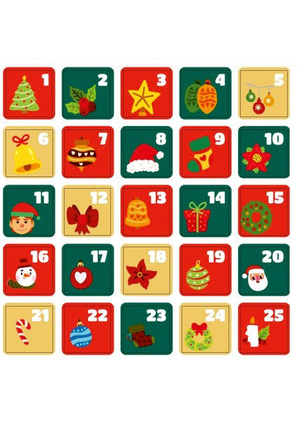 Advent Calendar Takvimi 25 Adet Yapışkanlı Etiket fiyatları