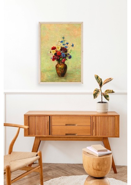 Vazoda Çiçek Ahşap Çerçeveli Tablo modelleri