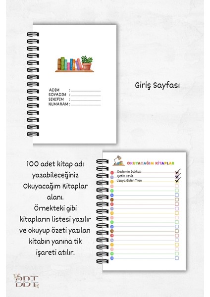 Renkli Kız Çocuk Kitap Okuma Günlüğü, Çocuklar Için Günlük, Book Reading Daily, Ajanda, Planlayıcı modelleri