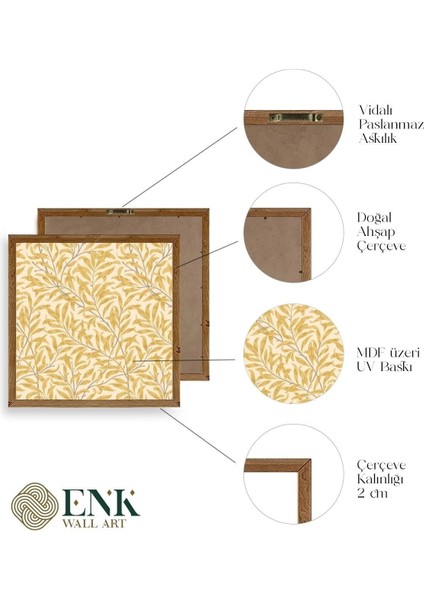 Yapraklar Ahşap Çerçeveli Tablo fırsatları