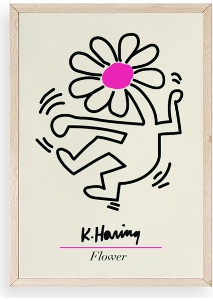 Soyut Çiçek Adam Ahşap Çerçeveli Tablo