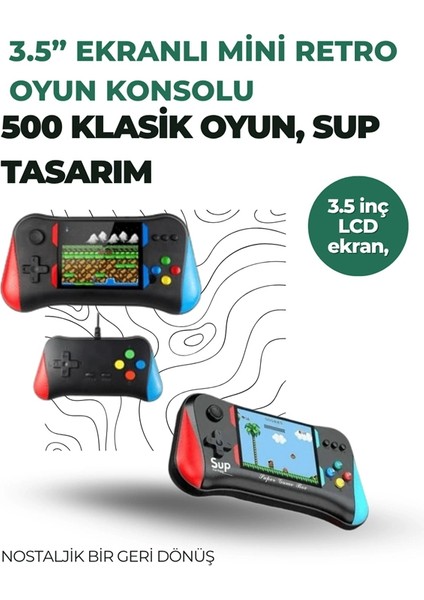 3.5 Inç Ekranlı Klasik Oyun Konsolu – 500 Dahili Oyun fiyatları