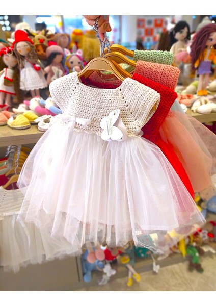 El Örgüsü %100 Pamuk Kırmızı Kolsuz Tütü Elbise modelleri