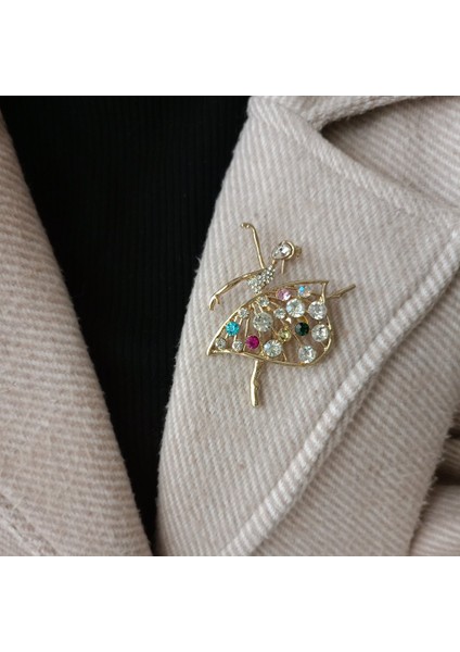 Zirkon Taşlı Dans Eden Balerin Broş