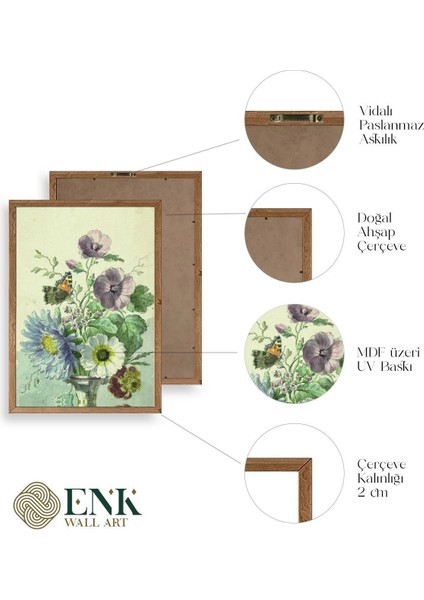 Çiçekler Ahşap Çerçeveli Tablo fırsatları