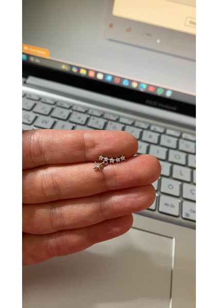 Zirkon Taşlı Yıldız Tasarım Tragus Helıx Kıkırdak Pearsıng Küpe *1ADET*