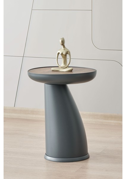 Lips Sehpa,tekli Sehpa,yan Sehpa,zigon Sehpa - Antrasit & Barok (Ceviz) Renk Tabla