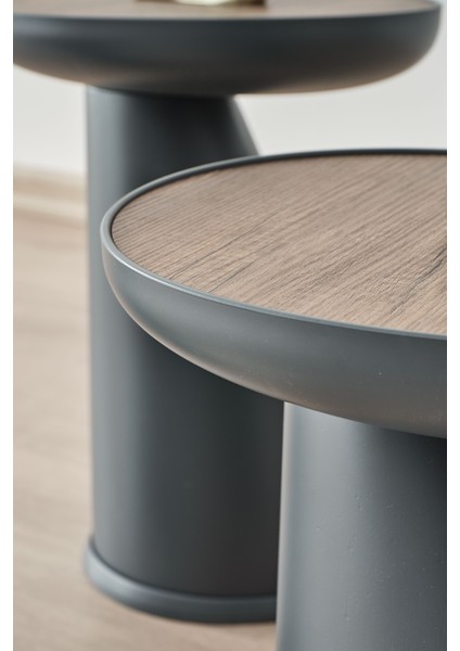 Lips Sehpa,tekli Sehpa,yan Sehpa,zigon Sehpa - Antrasit & Barok (Ceviz) Renk Tabla modelleri