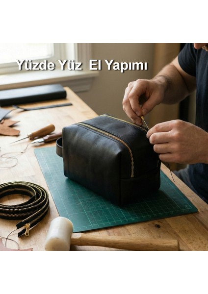 Hakiki Deri Bakım Çantası | Seyahat Organizeri | Fermuarlı I Dopp Kit fiyatları