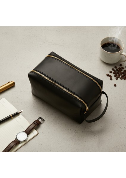 Hakiki Deri Bakım Çantası | Seyahat Organizeri | Fermuarlı I Dopp Kit fırsatları