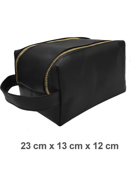 Hakiki Deri Bakım Çantası | Seyahat Organizeri | Fermuarlı I Dopp Kit
