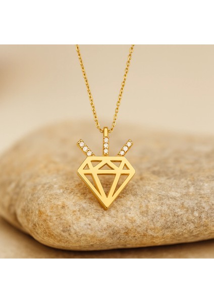 14 Ayar Altın Pırlanta Tasarım Kolye