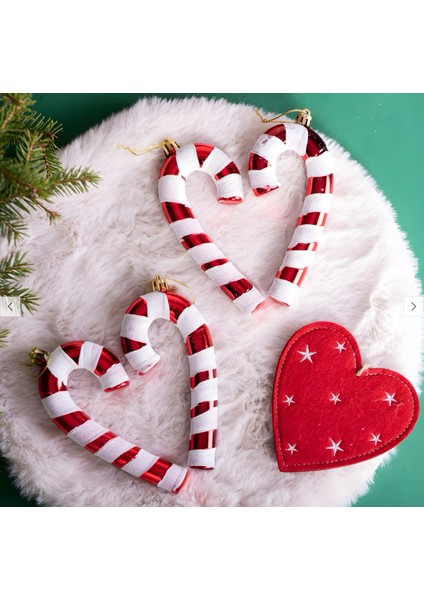 Baston Şeker Büyük Boy , Yılbaşı Ağaç Süsü 15 cm - 2 Li