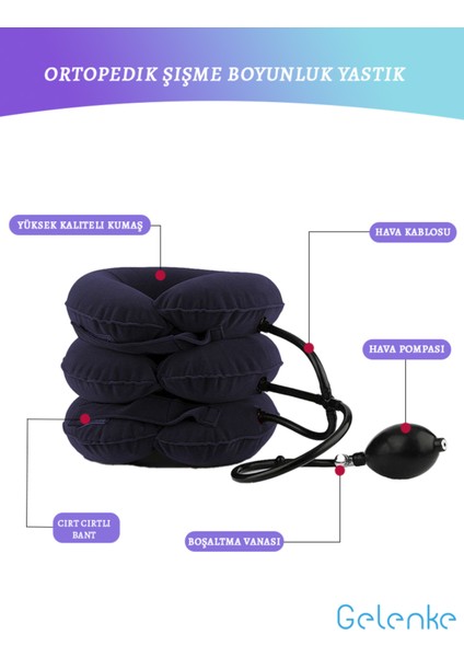 3 Katlı Ortopedik Şişme Boyunluk Yastık ile Rahat ve Destekli Uyku fiyatları
