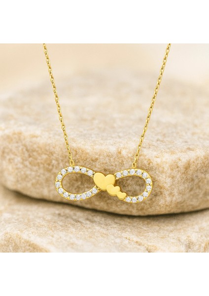 14 Ayar Altın Minik Kalp Detaylı Sonsuzluk Kolye fırsatları