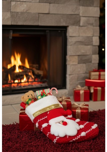 Yılbaşı Süsü Çorap – Çizgili Noel Baba / 15 cm modelleri