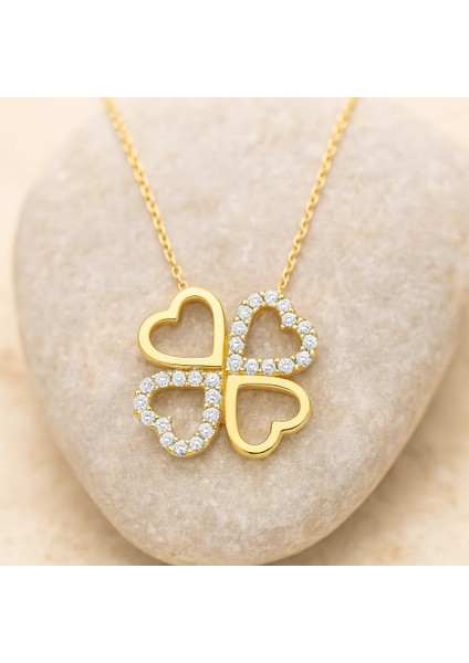 14 Ayar Altın Çift Kalpli Yonca Kolye fiyatları