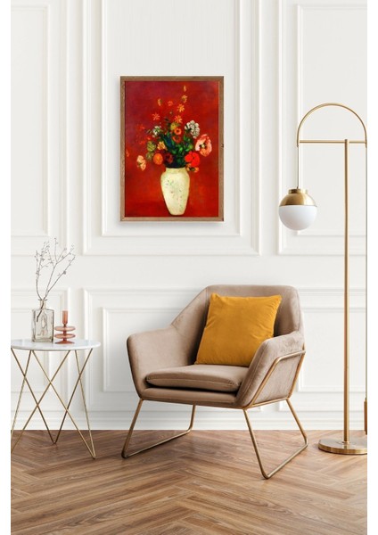 Vazoda Çiçek Ahşap Çerçeveli Tablo fiyatları