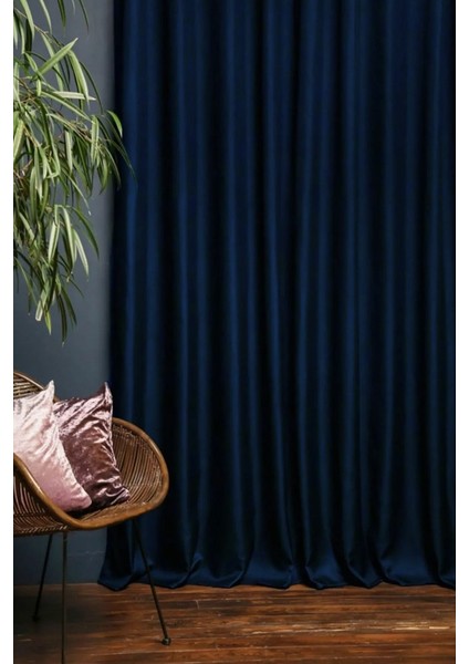 I.d Ipek Dokuma Lacivert Termal Işık Geçirmez Güneşlik Blackout Karartma Perde