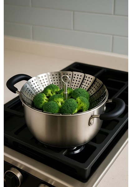 Paslanmaz Çelik Buharda Pişirme ve Haşlama Aparatı- Pişirme Sepeti