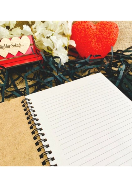 Sevgililer Günü Seni Seviyorum Yazılı Ahşap Defter Kalem Seti - Beyaz fiyatları