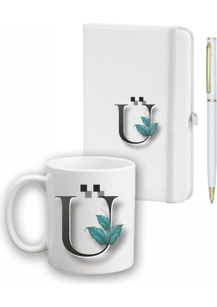 Yaprak Desen Ajanda, Kupa ve Kalem Seti