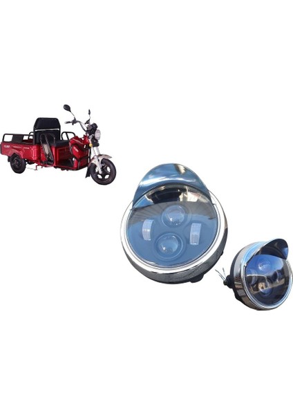 Kuba Eco Pikap Elektrikli Üç Tekerlekli Kasalı - Ön Far LED Mercekli
