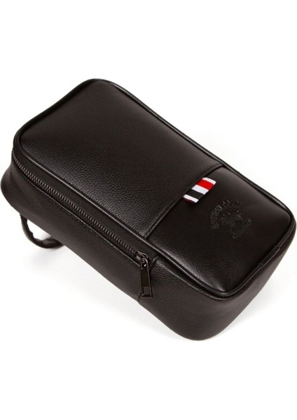 Şık Siyah Deri Erkek Tıraş ve Kozmetik Portföyü, Günlük Kullanım