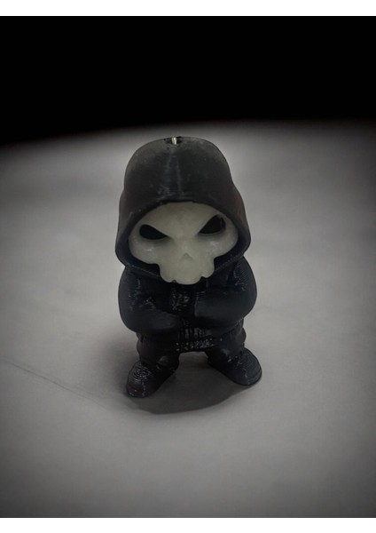 Hoodie Skull Mini Figür Anahtarlık – 3D Baskı Koleksiyon & Hediye Ürünü
