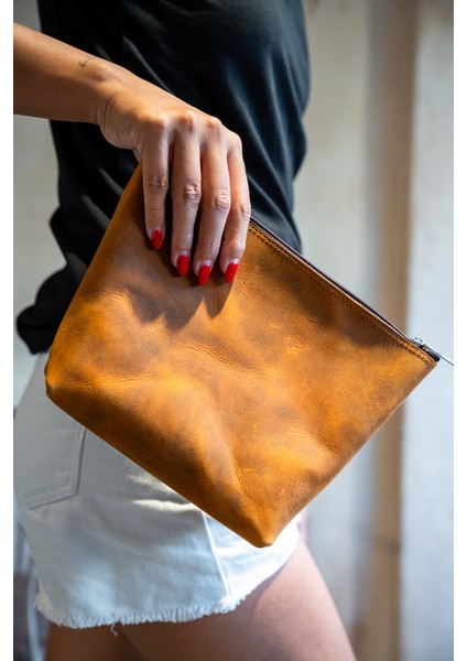 Şık ve Dayanıklı Çok Amaçlı Hakiki Deri Makyaj ve Tıraş Çantası