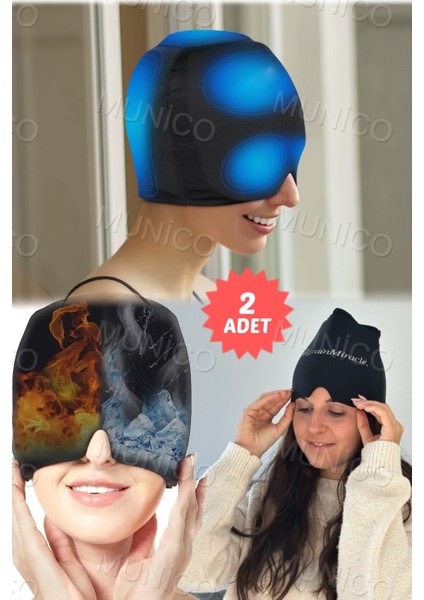2'li Baş Ağrısı Kafa Sargısı Sıcak Soğuk Jel Şapka Buz Paketi