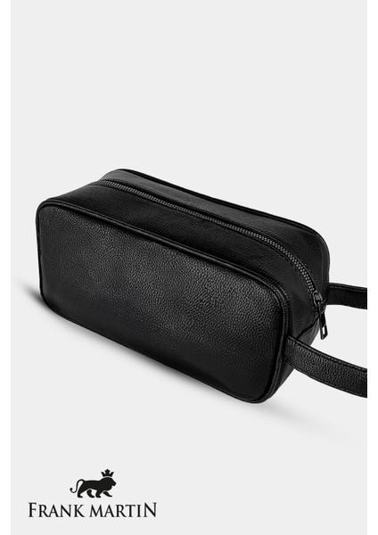 Geniş Hacimli Vegan Deri Seyahat ve Kişisel Bakım Çanta Siyah