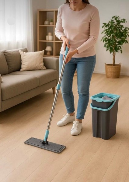 Td Home 11 Litre Temiz - Kirli Su Hazneli Mikrofiber Düz Mop Seti 360° Başlık Yedek Mop Bezli fiyatları