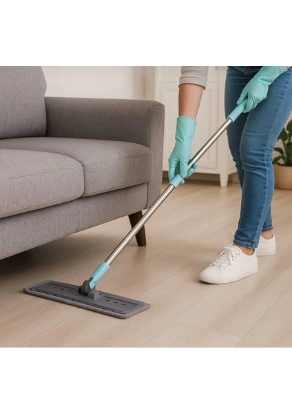 Td Home 11 Litre Temiz - Kirli Su Hazneli Mikrofiber Düz Mop Seti 360° Başlık Yedek Mop Bezli modelleri