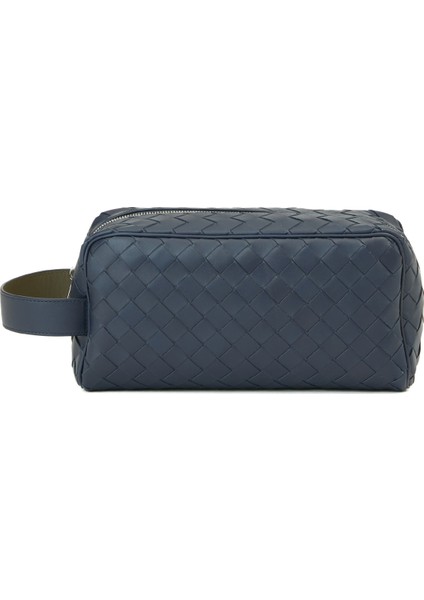 Şık Erkek Deri Tıraş Çantası, Koyu Mavi, Dayanıklı ve Hafif