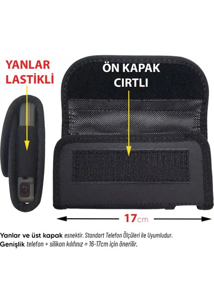 17CM Cırtlı Yanları Lastikli Toptan Bel Kemer Telefon Kılıfı - Universal Model MSK03