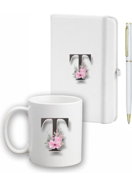 Çiçek Desen Ajanda, Kupa ve Kalem Seti