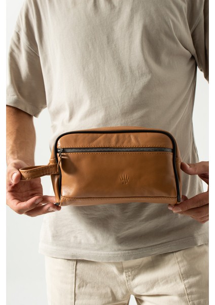 Erkekler Için Hakiki Deri El ve Tıraş Çantası, Şık ve Dayanıklı Tasarım