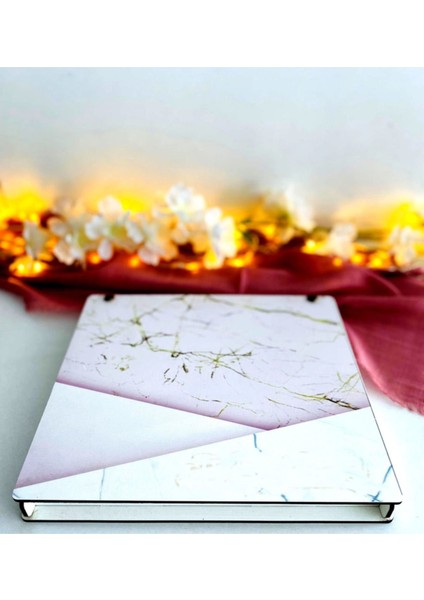 Ahşap Kutulu Ahşap Defter Kalem Seti - Pembe2