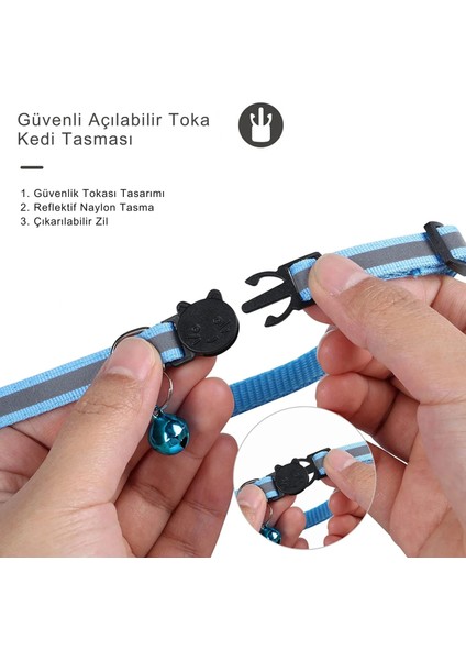 Etashop Airtag Uyumlu Reflektif Kedi Tasması Zilli Ayarlanabilir Kedi Boyun Tasması 22-32 cm Turuncu fiyatları