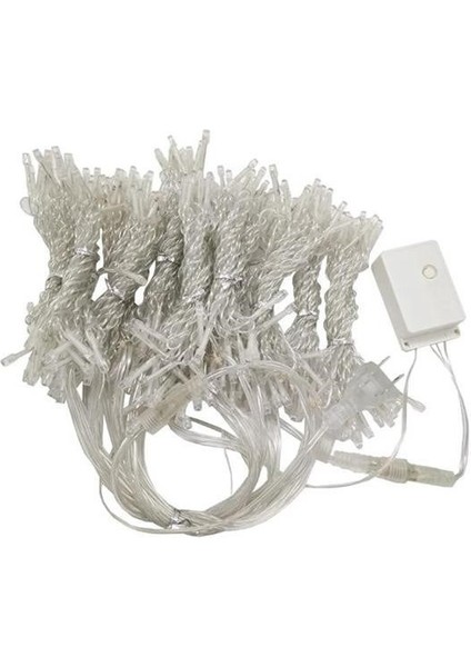 Buffer® 8 Fonksiyonlu 200 LED 10 Saçak Şerit LED 2x2 Perde Ip LED (Gün Işığı)