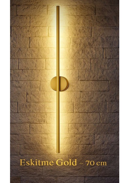 Eskitme/gold Modern Dekoratif LED Duvar Aplik 66 cm Günışığı LED 1 Adet ( Pilli )