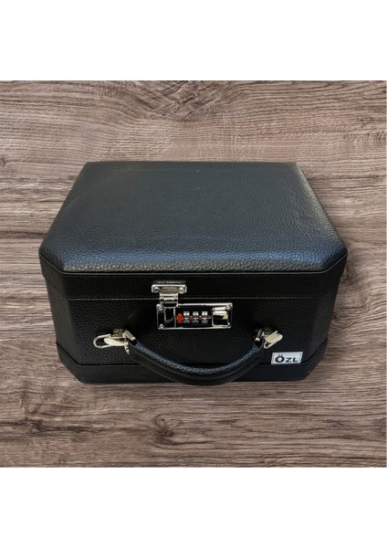 Pratik ve Şık Deri Şifreli Aynalı Makyaj ve Tıraş Kutusu