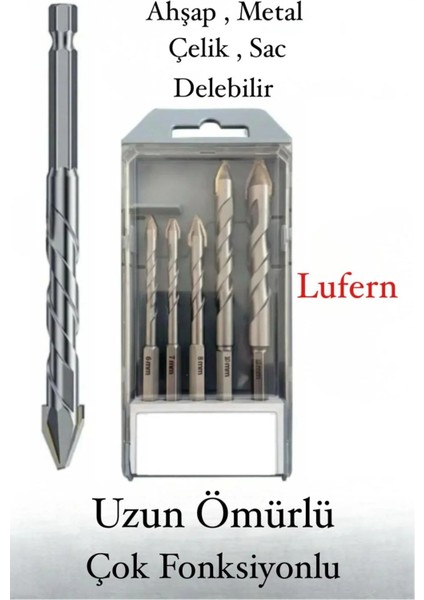 Premium 5 Li Matkap Ucu Elmas Ahşap Metal Sac Demir Çelik Delebilen Çok Amaçlı Parça Kırılmaz