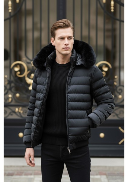 Erkek Kürk Kapüşonlu Şişme Mont fiyatları