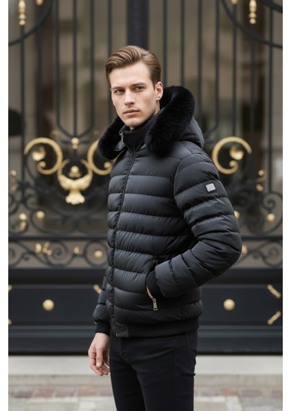 Erkek Kürk Kapüşonlu Şişme Mont modelleri