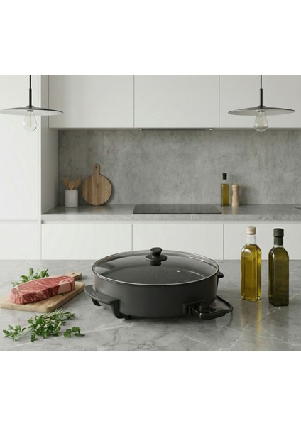 Vesus VP-1040 Granit Görünümlü 40CM Çok Amaçlı Elektrikli Tencere & Pizza Pişirici