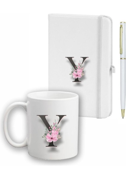 Çiçek Desen Ajanda, Kupa ve Kalem Seti