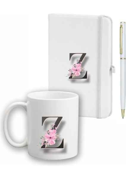 Çiçek Desen Ajanda, Kupa ve Kalem Seti