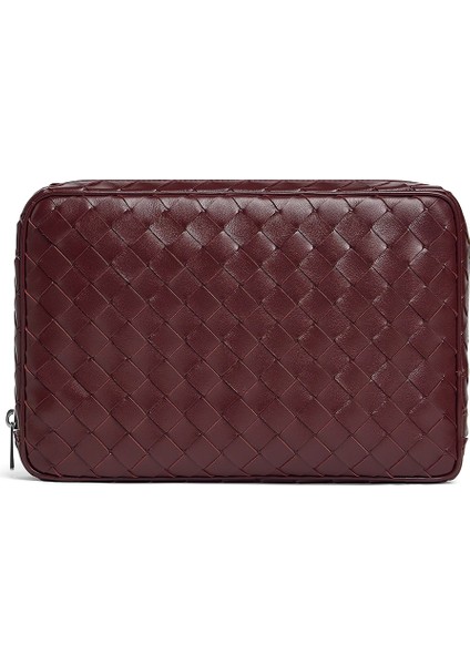 Şık Bordo Deri Tıraş Çantası, Pratik ve Şık Seyahat Aksesuarı